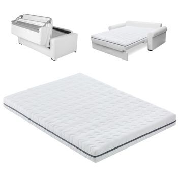 Colchon 120x190 Para Sofa Cama Sistema Italiano. Desenfundable, Lavable, Transpirable, Hipoalegénico. Nucleo Espuma Hd Firmeza Media Superior Color Blanco