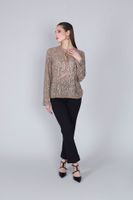 blusa con bordado de pedreria multibeige s