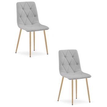 Set De 2 Silla De Comedor Tela Valora Tyra Asiento Acolchado Gris Claro