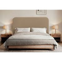 dhome cabecero marron claro curvo con patas tapizado en polipiel 160cm altura 125cm para pared acustico absorbente cama dormitorio marron claro 160cm