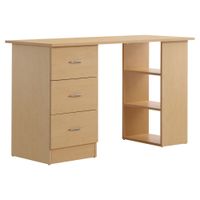 homcom mesa de ordenador escritorio para hogar oficina 3 cajones 3 estantes mobiliario de oficina 120x49x72cm madera natural   aosom espana