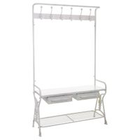 recibidor con percha de metal blanco 104x39x183