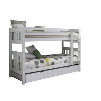 Litera + Cama De Arrastre Madera Blanca 90x190cm