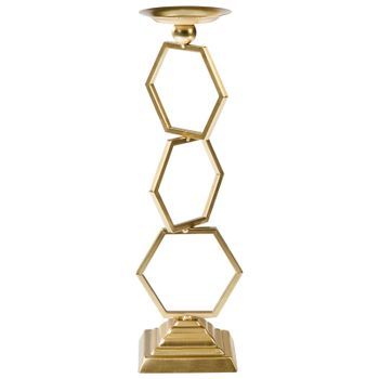 Candelero De Hierro Para Velas De Pilar Estilo Tradicional Dorado Ardee