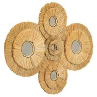 espejo de fibra natural marron 97x77x3