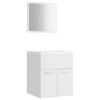 Juego De Muebles De Baño Madera De Ingeniería Blanco Brillo Vidaxl