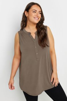 Yours Blusa Sin Mangas Marrón , Mujer Curvy Y Tallas Grandes, Yours