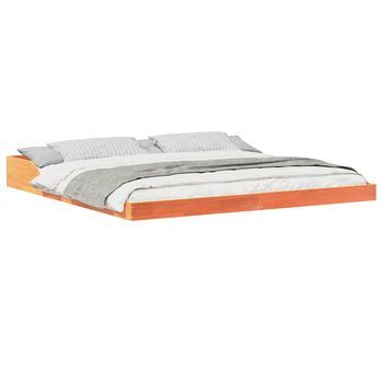 Cama Matrimonial | Cama Para Adulto | Estructura De Cama Marrón Cera 200 X 220 Cm