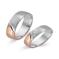 alianzas 14 quilates oro blanco-rojo 3 diamantes