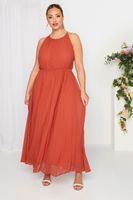 yours london vestido maxi dama de honor naranja con plisados mujer curvy y tallas grandes yours london