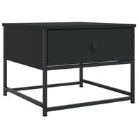 mesa de centro de diseno industrial con cajon 51 x 51 x 40 cm madera de ingenieria negra y metal dec039680