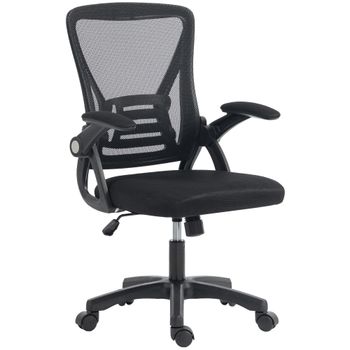 HOMCOM Silla de Oficina Ergonómica de Malla con Reposabrazos Abatibles, 59,5x56x103 cm, Negro   Aosom España