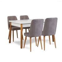 set mesa y sillas 5 piezas costa pino atlantico blanco gris