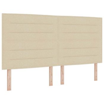 Cama Box Spring Led Con Cabecera Crema 180 X 200 Cm Tela Vidaxl
