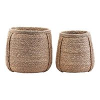 set cestos plant algas marinas fibras naturales marron