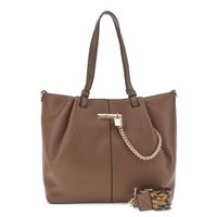 bolso de compras con efecto piel de grano grueso dark brown