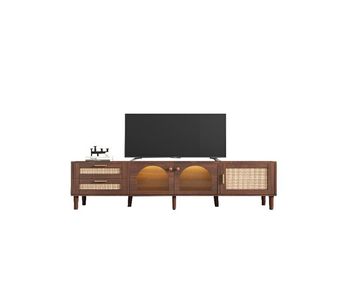 Mueble tv 180cm de panel de partículas con luz led,3 puertas y 2 cajones,marrón