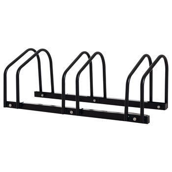 Soporte para bicicletas HOMCOM, para 3 bicicletas, soporte de almacenamiento, 65 mm, montaje en pared o suelo, para bicicletas de montaña, BMX, infantiles, MTMX, 76x33x27 cm, acero negro
