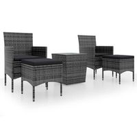 mesa sillas jardin 5 uds  conjunto de mesa y sillas ratan sintetico vidrio templado gris
