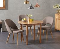 oxford 90cm solid oak drop leaf extending dining table with halifax fabric chairs - grey 2 chairs