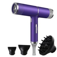 secador de pelo ionico profesional de 2000 vatios con difusor plateado y morado