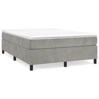 cama matrimonial  cama para adultos  estructura de cama box spring terciopelo gris claro 140x200 cm