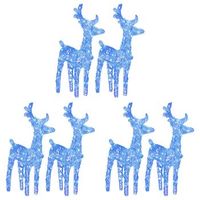renos de navidad 6 unidades 240 led azul acrilico vidaxl