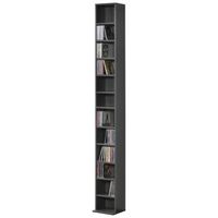 encasa estante para cds - soporte para dvds - 175 x 20 x 20 cm - libreria con 12 compartimientos - gris oscuro