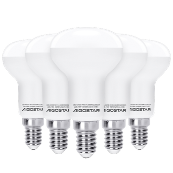 Aigostar - Pack de 5 Bombilla LED E14 7W R50,cálida luz 3000K, 610 lúmenes, Ángulo 170°, No regulable