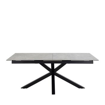 Mesa comedor extensible 6-12 personas cerámica y metal - gris