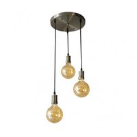 fabrilamp lampara celso 3xe27 cueroambar bombillas incluidas 24w 2700k 2250lm regx36x36 cm