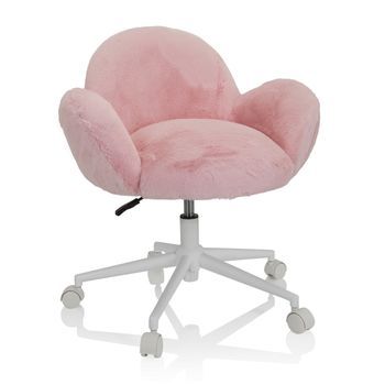 Silla Para Niños / Silla De Escritorio Para Niños Kid Teddy Felpa Piel Sintética Rosa Hjh Office