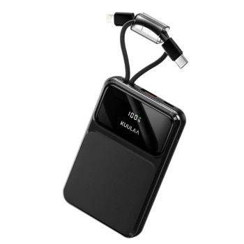 KUULAA KL-YD105 22.5W 38.5Wh 10000mAh Banco de energía con pantalla LED,equipado con cable retráctil USB-C&iP,batería ex