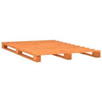 Cama Matrimonial | Cama Para Adultos | Estructura Cama De Palets Madera Maciza Pino Marrón 140x200 Cm