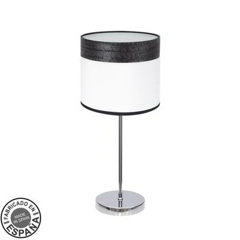 FABRILAMP Sobremesa Cloe 1xe14 Cromo/blanca-madera Negra 42X18X18 CM