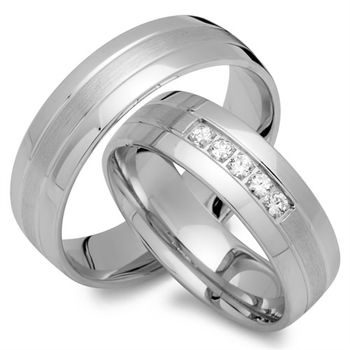 Alianzas oro blanco 18 quilates 5 diamantes