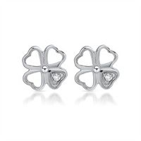 pendientes de plata 925 con circonita en forma de hoja de trebol
