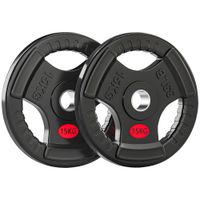 sportnow discos pesas olimpicos agujero o50 mm 2x15 kg con anillo interior de acero triple agarre para mancuernas y barras negro