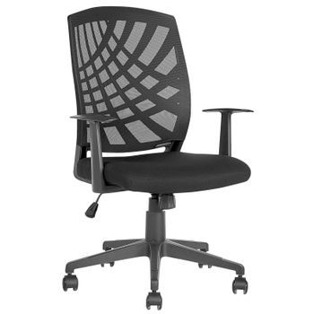 Silla De Oficina Reclinable De Poliéster Negro Giratorio Altura Ajustable Moderno Bonny Ii