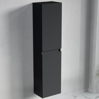 Columna De Baño Suspendida 4 Estantes 140 Cm Negro Mate - Lomazoo Marbella