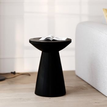 Mesa auxiliar en madera de suar negra d40cm