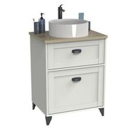 mueble de bano toscana 60 bano 2 cajones en colores blanco soft y roble cambrian 80x61x47 cm