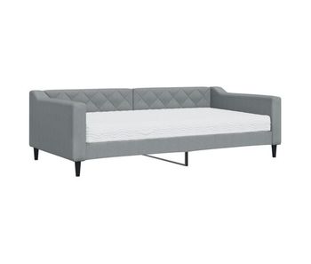 Sofá cama - sofá convertible con colchón tela gris claro 100x200 cm