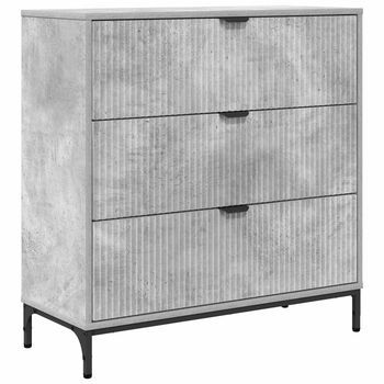 Aparador Gris Concreto 79,5 X 33 X 82 Cm Madera De Ingeniería Vidaxl