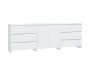 Aparador - mueble de almacenamiento de 3 piezas madera manufacturada blanca es2166