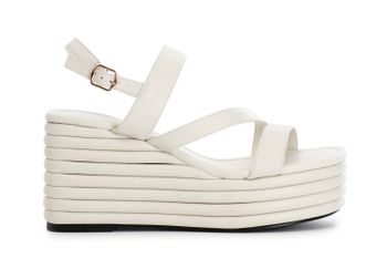 sandalias asimétricas de napa con efecto cuña acolchada cream 39