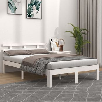 Cama Matrimonial | Cama Para Adultos | Estructura De Cama Madera Maciza Blanco 200x200 Cm Cfw580090