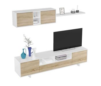 Conjunto salón comedor estilo moderno mueble modular televisión mesa centro elevable aparador
