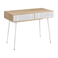 escritorio para oficina en casa con superficie de madera y cajones estilo escandinavo marron claro chula