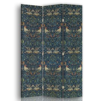 Legendarte - Biombo Bird - William Morris - Separador De Ambientes Para Interiores Cm. 110x150 (3 Paneles)